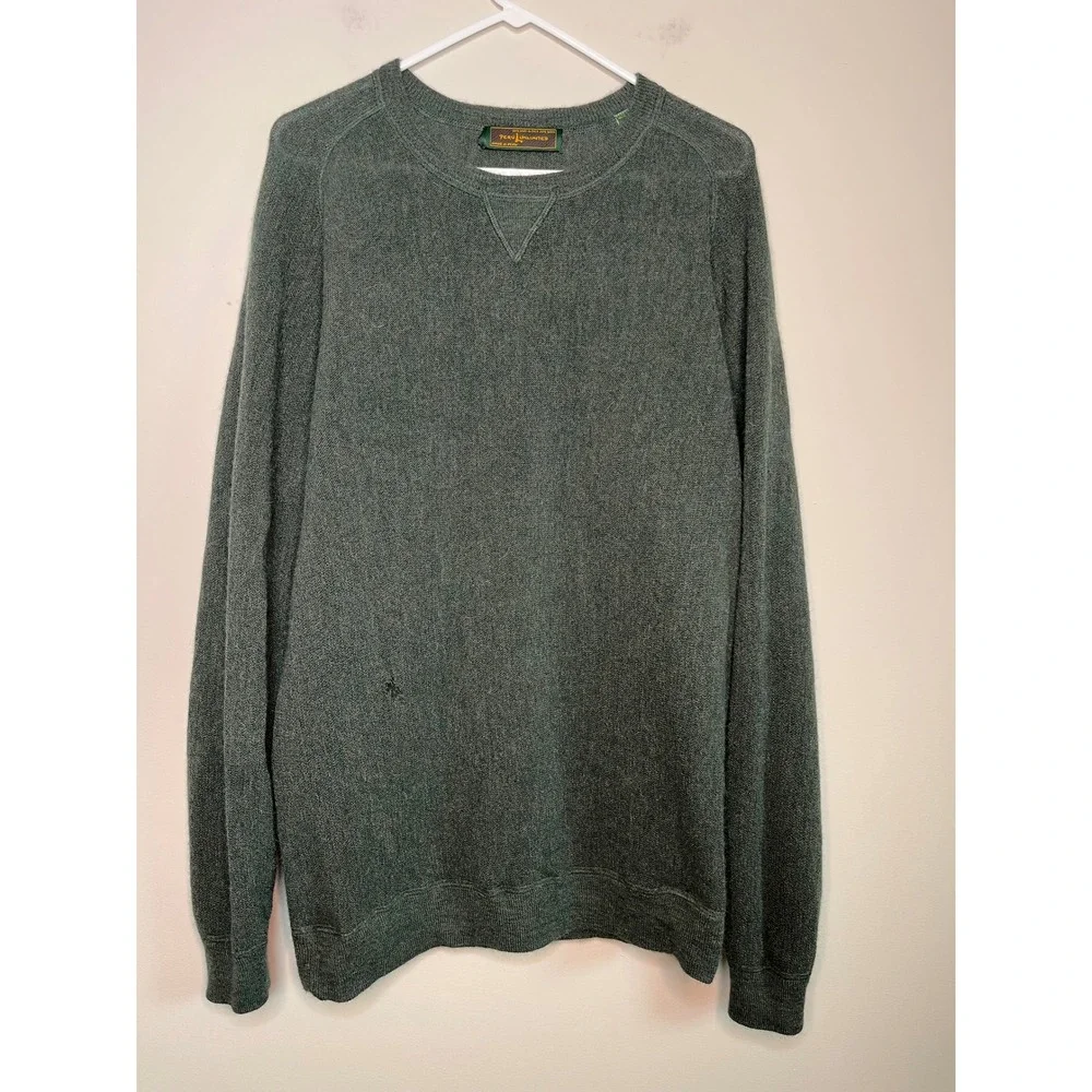 Peru Unlimited Moss Green Baby Alpaca Wool Gorpcore Granola Minimalist Sweater L